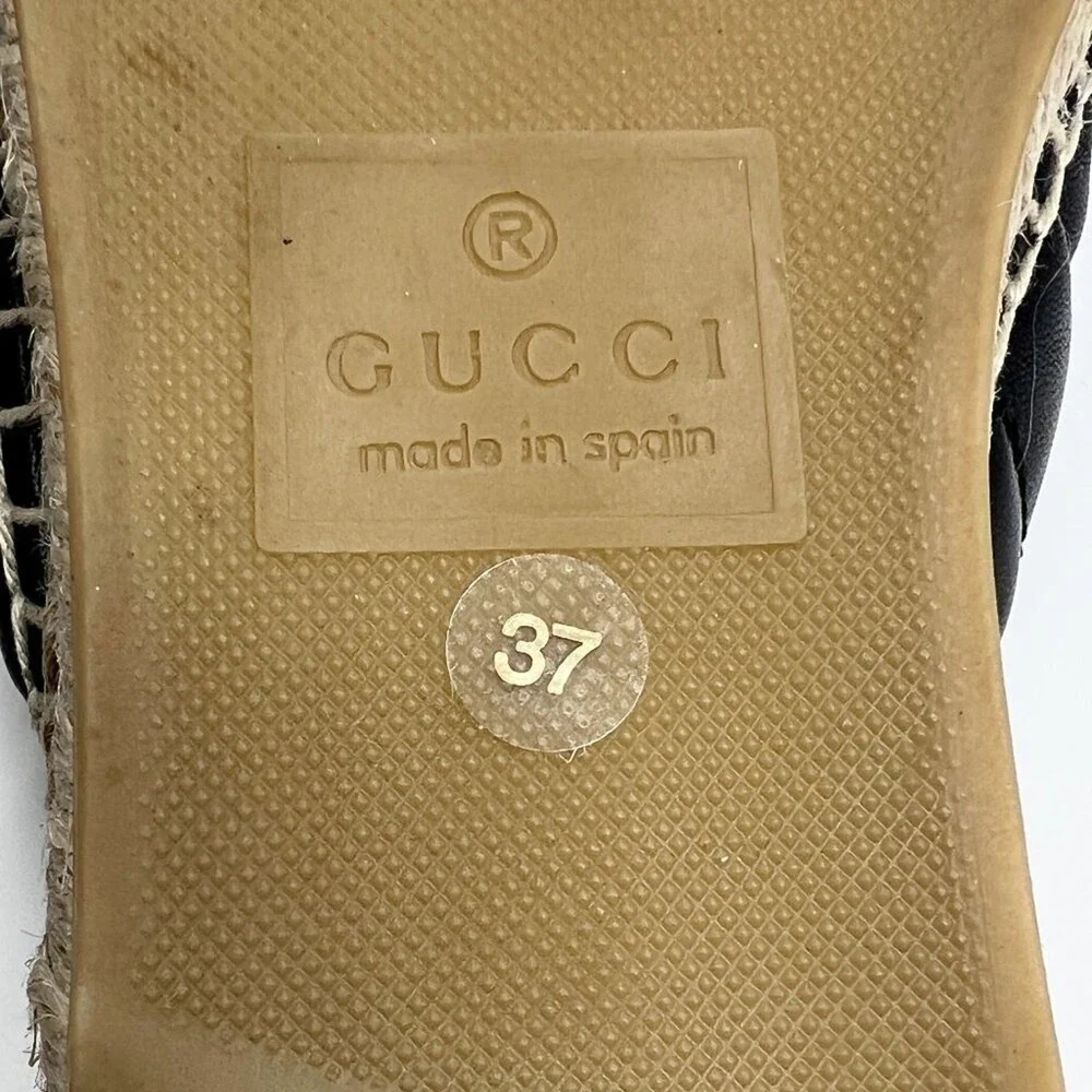 Gucci‎ Marmont Black Espadrille Mules GG Slides Flats Size 37